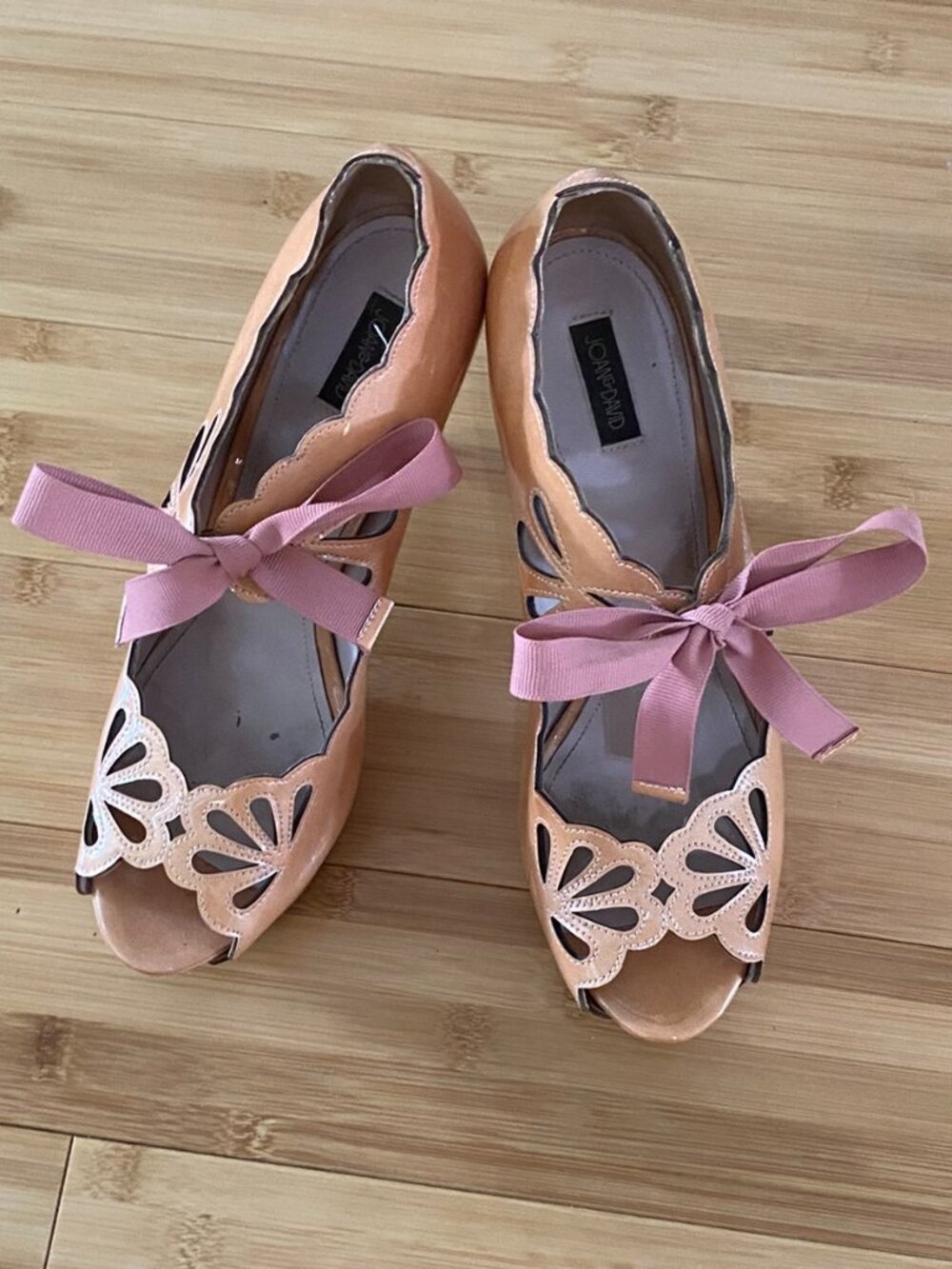 Joan & David platform pumps with tie up ribbon